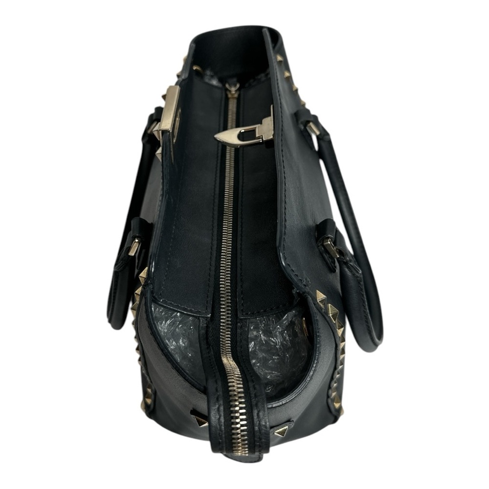 VALENTINO GARAVANI Grained Calfskin Small Rockstud Tote Black ~Authentic - Picture 9 of 14